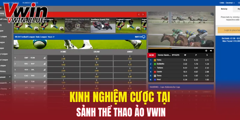Kinh nghiệm cược tại sảnh thể thao ảo Vwin